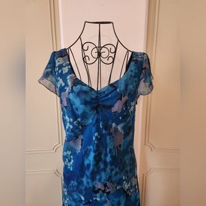 Y2k California Concepts Blue Floral Midi Dress Fairycore, Whimsi